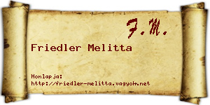 Friedler Melitta névjegykártya